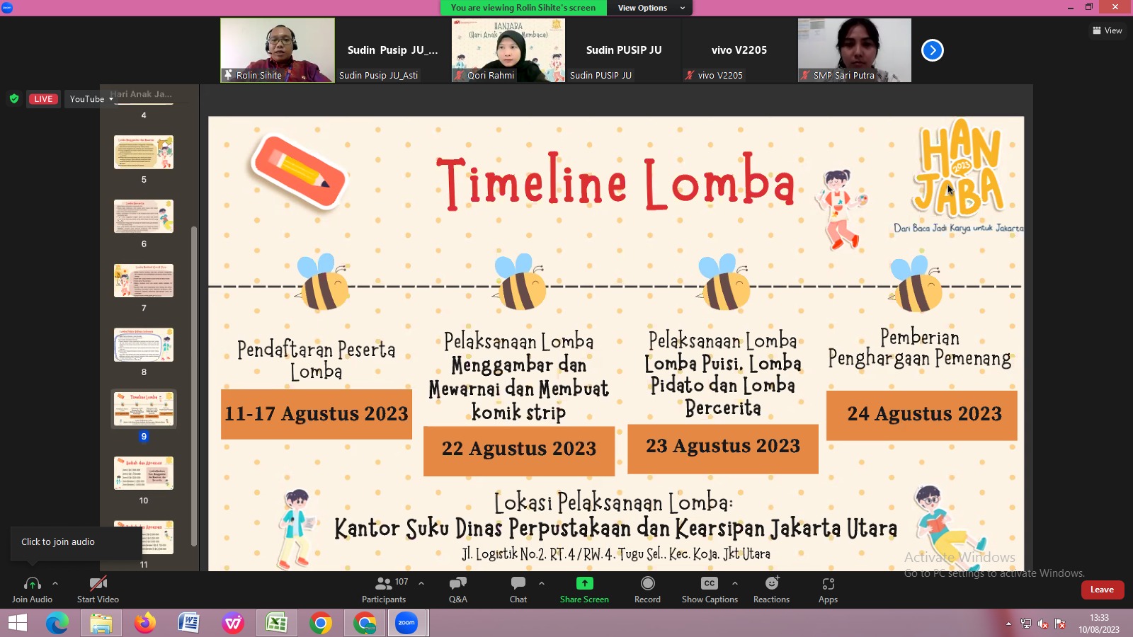 Sosialisasi Hari Anak Jakarta Membaca Jakarta Utara